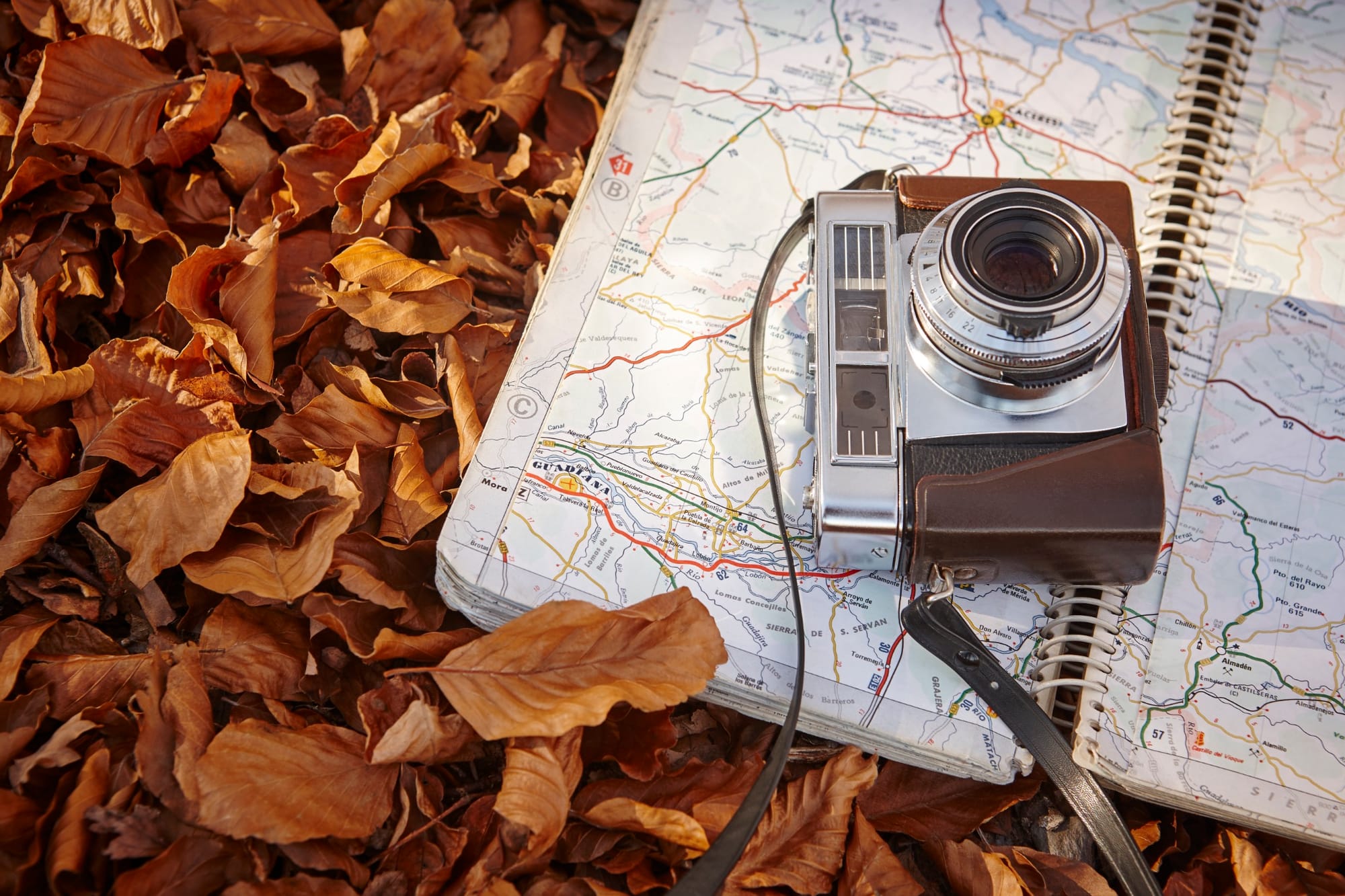 Camera on top of a map