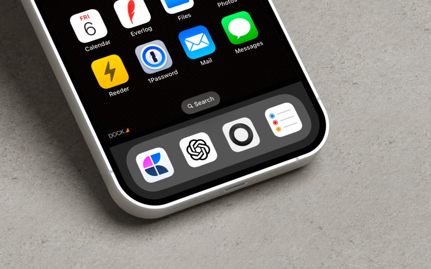 Close-up shot of an iPhone's dock