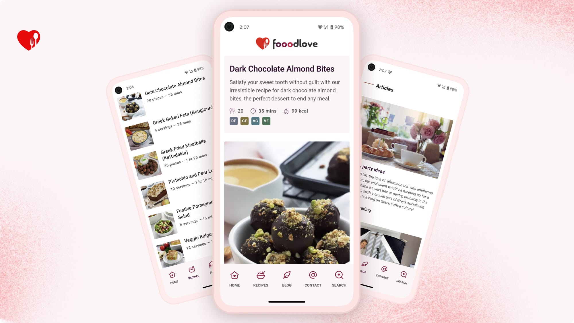 Fooodlove showcased on multiple Android devices